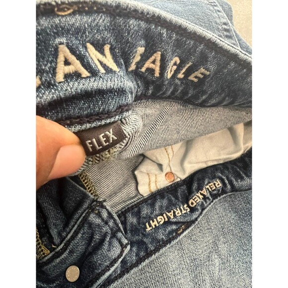 American Eagle Men's 36x30 Medium Wash Relaxed Straight Flex Jeans M - Picture 8 of 16